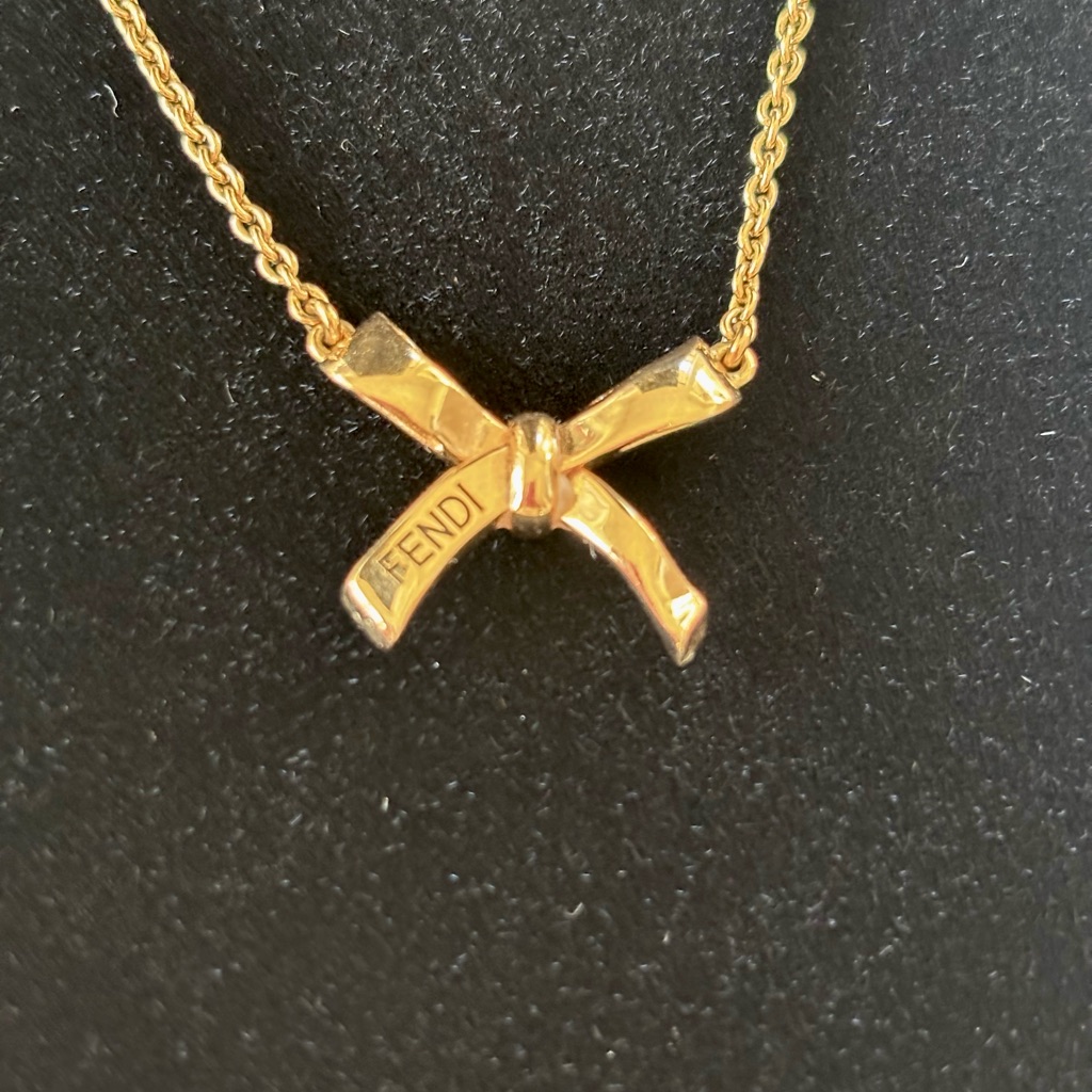 Fendi Gold-Tone Bow Necklace